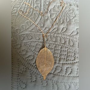 Rose gold leaf necklace